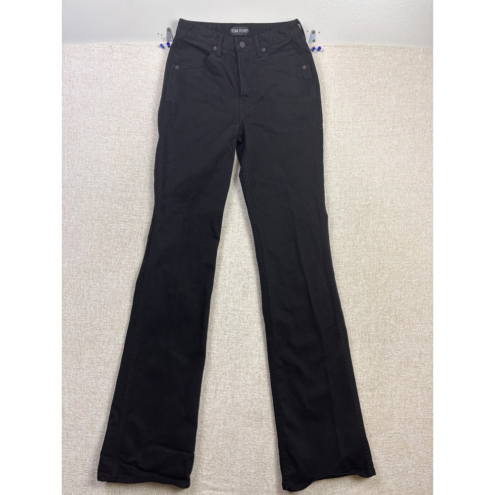 Tom Ford Womens Black Flare Jeans High Rise Stretch Denim Made in USA Size 26